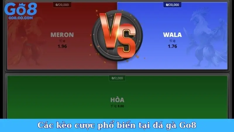 Các kèo cược phổ biến tại đá gà Go8