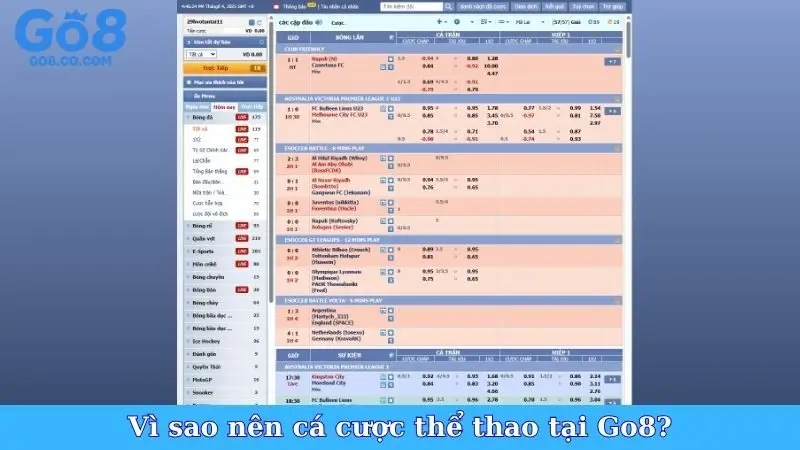 Vì sao nên cá cược thể thao tại Go8?