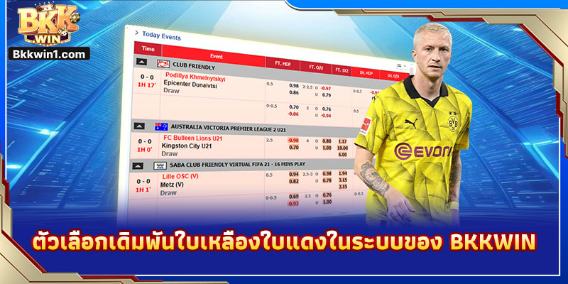 ตัวเลือกเดิมพันใบเหลืองใบแดงในระบบของ BKKWIN